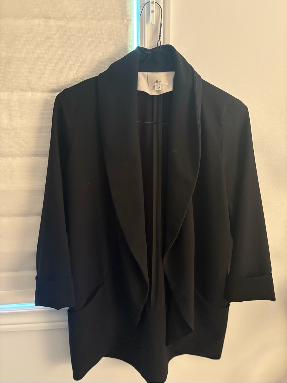 Wilfred Black Draped Open-Front Blazer